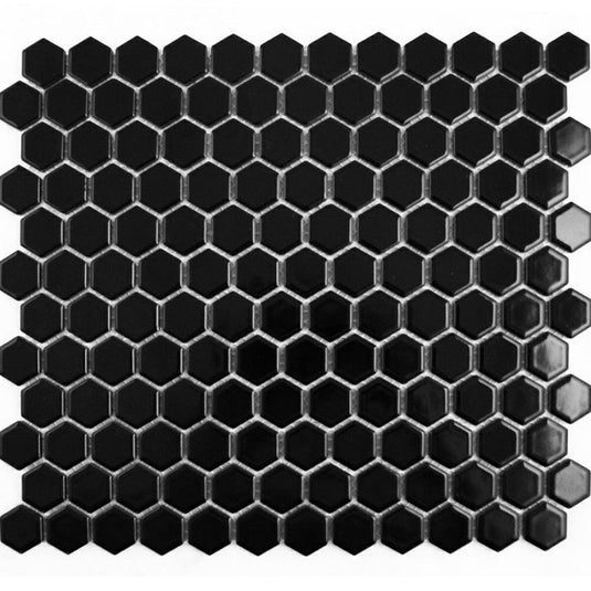 Pixel Black Hexagon Gloss 23x23 - NexoTiles