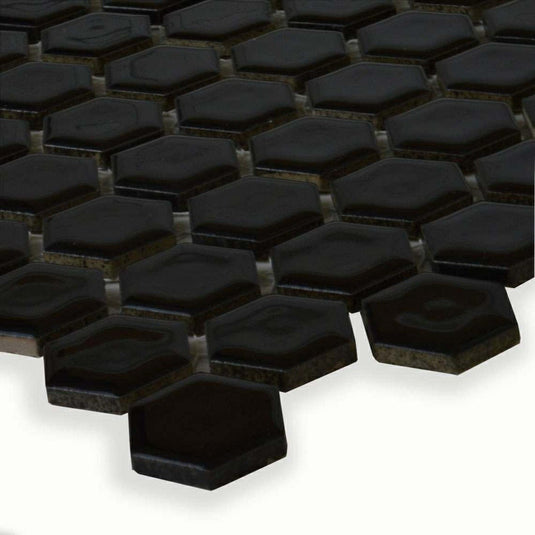 Pixel Black Hexagon Gloss 23x23 - NexoTiles
