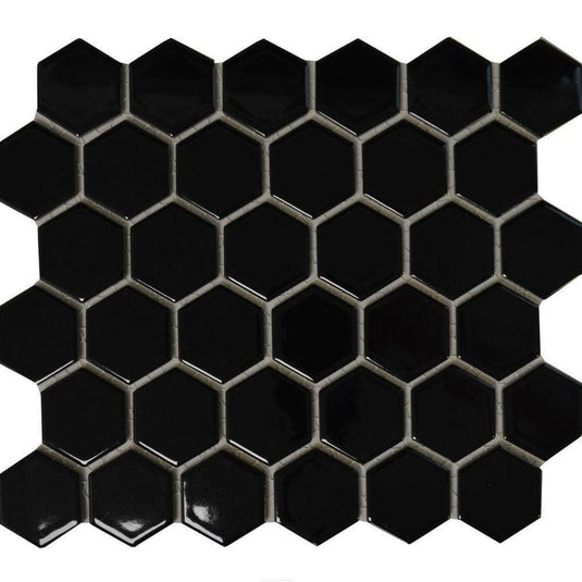 Pixel Black Hexagon Gloss 50x50 - NexoTiles