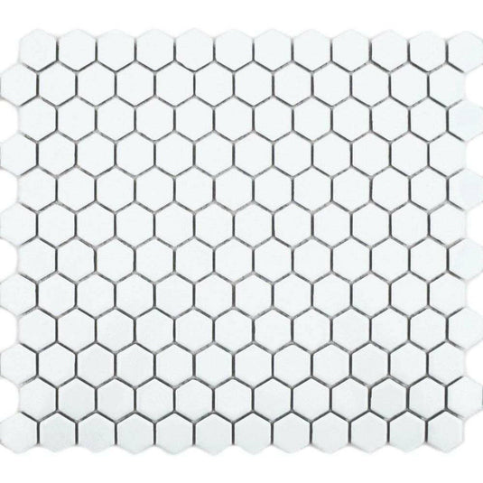 Pixel White Hexagon Matt 23x23 - NexoTiles