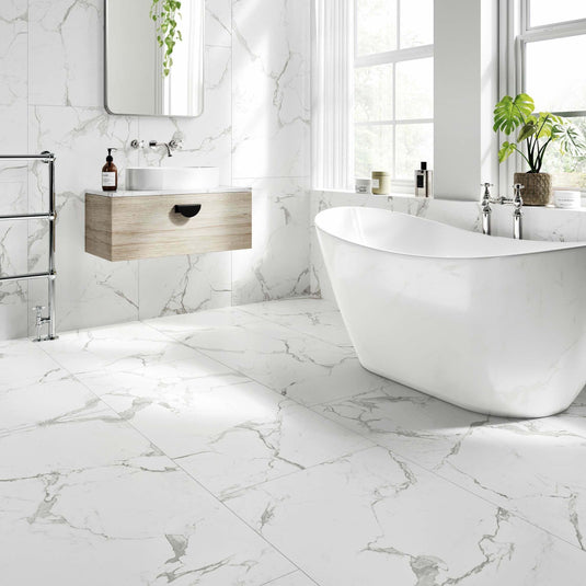 Versailles Carrara Marble Effect Matt 600x1200 Tiles - NexoTiles